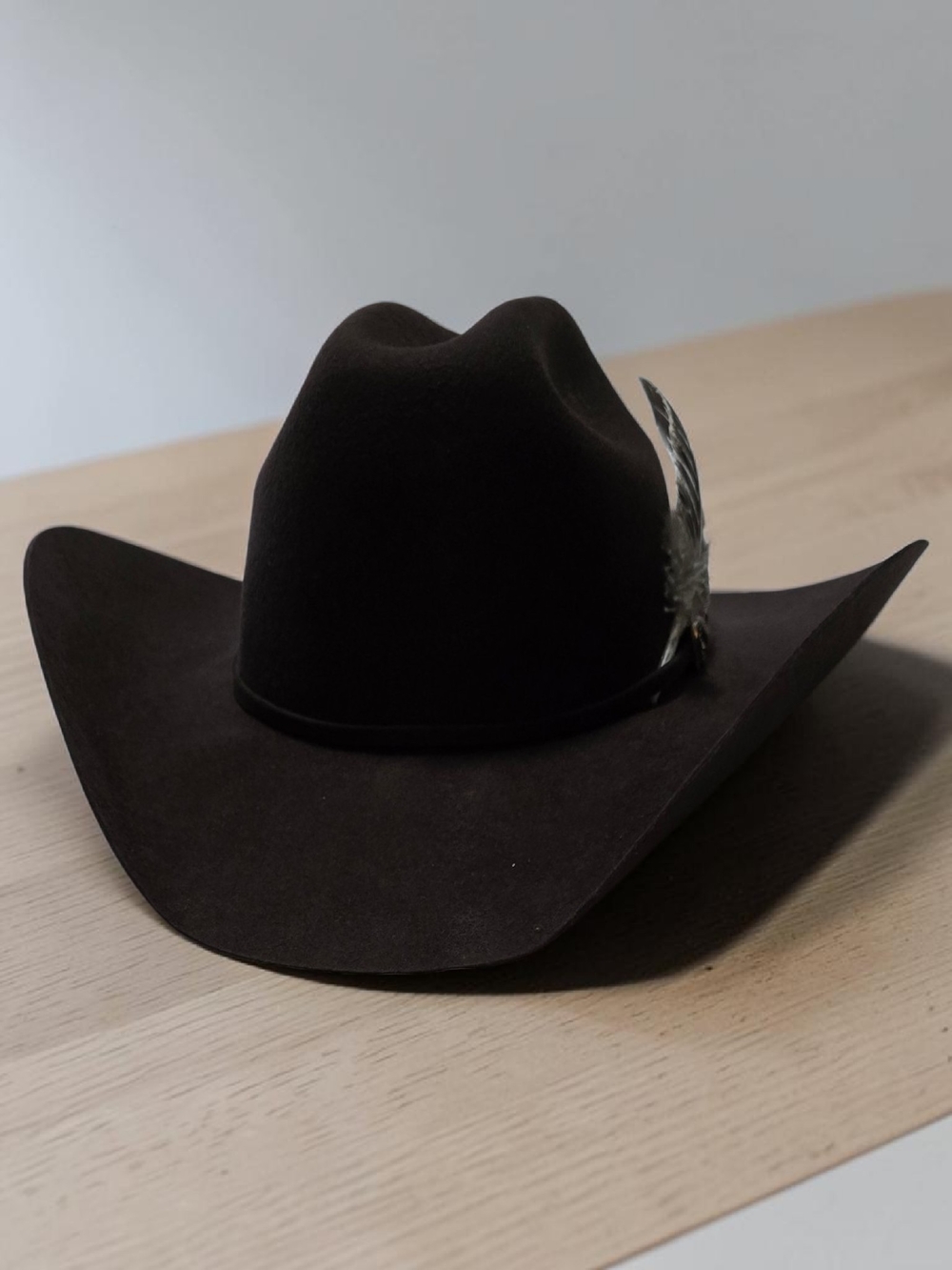 Bullhide Chocolate Felt Cowboy Hat with 8" Hawk Feather 7 1/4 (58cm)
